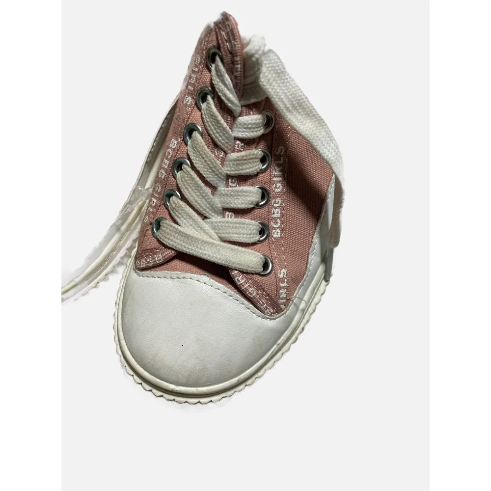 BCBG Girls Sneakers Kids Size 12 Pink Canvas Logo Lace Up Casual Sporty Shoes